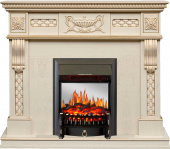Royal Flame Каминокомплект Corsica - Слоновая кость с патиной (Ширина 1100) с очагом Fobos FX M Black