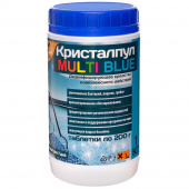 Дезинфицирующее средство Кристалпул MULTI BLUE 5 в 1 для бассейнов, таблетки 200 г, банка 1 кг