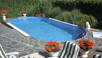 Бассейн овальный вкапываемый Гигабасс 10,0 х 3,0 м, глубина 1,5 м (цвет: Платина) фото
