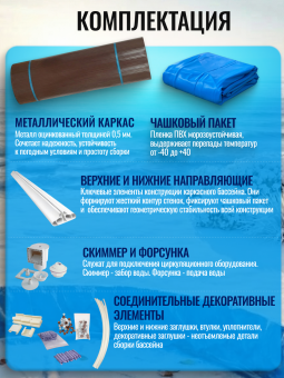 Круглый бассейн ЧАЙКА 2,5 х 1,25 м (темный шоколад RAL 8017) Чаша голубая 0,25 мм. фото