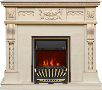 Royal Flame Каминокомплект Corsica - Слоновая кость с патиной (Ширина 1100) с очагом Aspen Gold